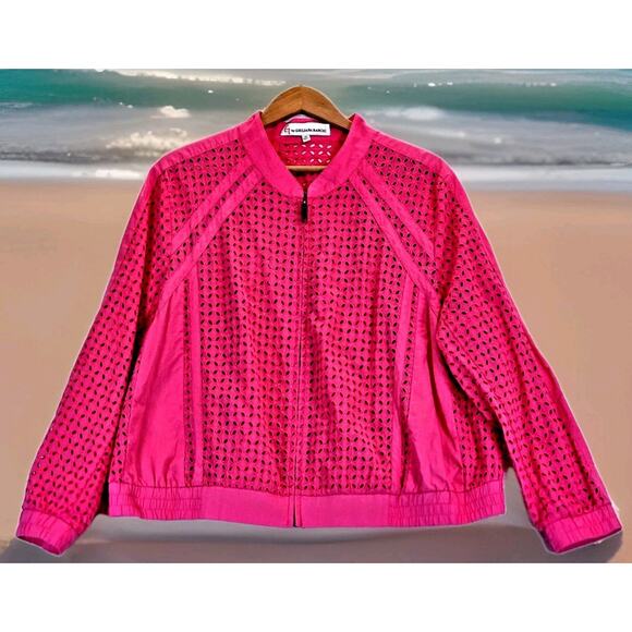 G by Giuliana Jackets & Blazers - G by Giuliana Rancic Women's Pink Cutout Eyelet Design Jacket 100% Cotton Sz 2XL